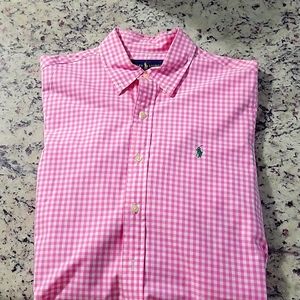 Men Ralph Lauren pink Button down dress shirt Like New